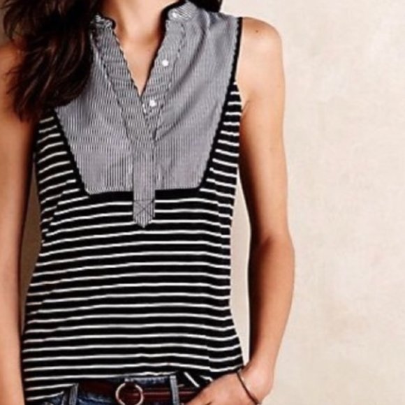 Anthropologie Tops - Anthropologie I Little Yellow Button Striped Osten